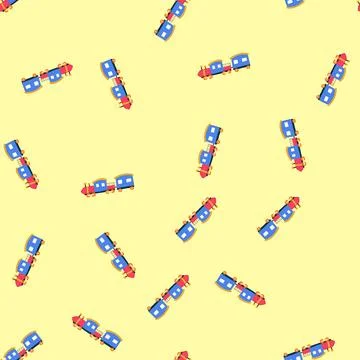 Seamless pattern model train toy cartoon vector Stock Illustration