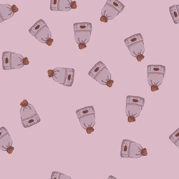 Seamless pattern model winter hat woman cartoon vector Illustrazione stock