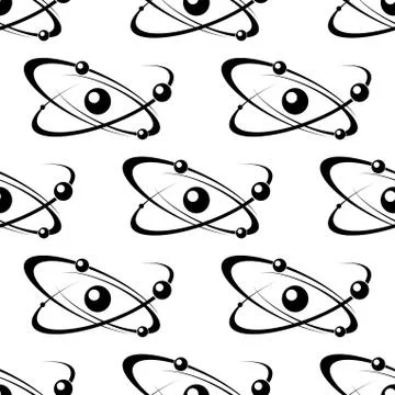 Seamless pattern with models of atoms 스톡 일러스트