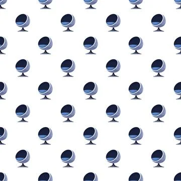 Seamless pattern with modern blue ball swivel chairs Stock Illustration