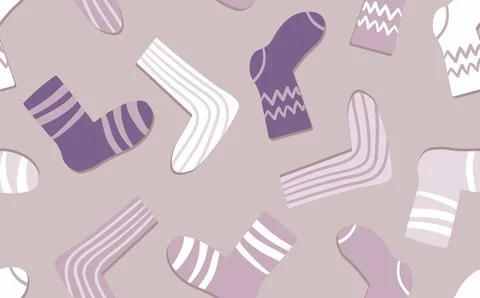 Seamless pattern with modern colorful socks. Trendy accessories in doodle style Stock Illustration