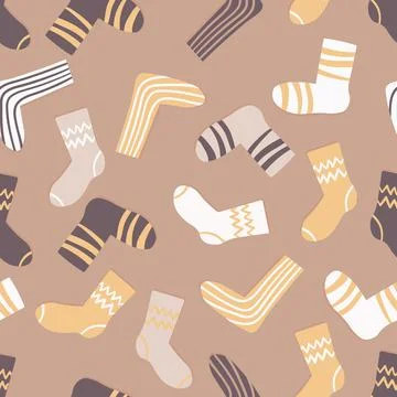 Seamless pattern with modern colorful socks. Trendy accessories in doodle style Stock Illustration