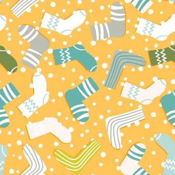Seamless pattern with modern colorful socks. Trendy accessories in doodle style Stock Illustration