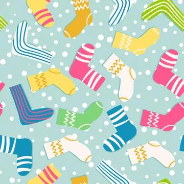 Seamless pattern with modern colorful socks. Trendy accessories in doodle style Illustrazione stock