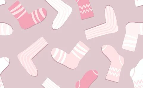 Seamless pattern with modern colorful socks. Trendy accessories in doodle style Stock Illustration