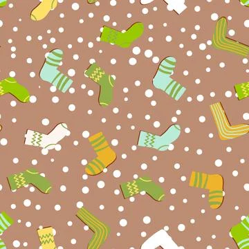 Seamless pattern with modern colorful socks. Trendy accessories in doodle style Stock Illustration