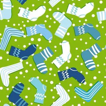 Seamless pattern with modern colorful socks. Trendy accessories in doodle style Stock Illustration