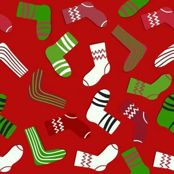 Seamless pattern with modern colorful socks. Trendy accessories in doodle style Stock Illustration