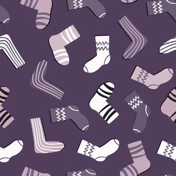 Seamless pattern with modern colorful socks. Trendy accessories in doodle style Stock Illustration