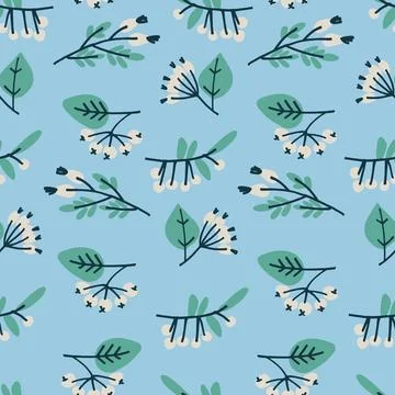 Seamless pattern in Modern Folk style for winter holidays with stylized bun.. Stock Illustration