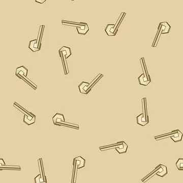 Seamless pattern Modern minimalist door handle hardware element Illustration