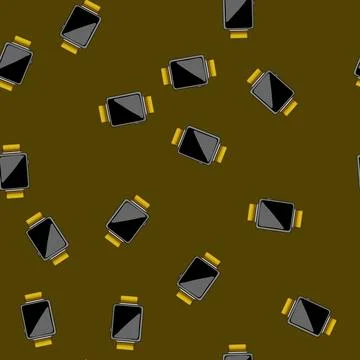Seamless pattern modern smart watch cartoon vector Stock Illustration