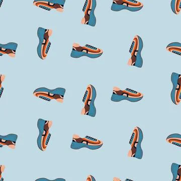 Seamless pattern with modern sneakers. Background with shoes for active lifes Stock Illustration