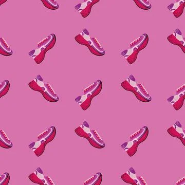 Seamless pattern with modern sneakers. Background with shoes for active lifes Stock Illustration