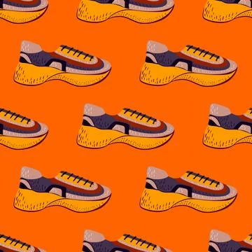 Seamless pattern with modern sneakers. Background with shoes for active lifes Stock Illustration