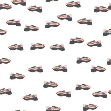 Seamless pattern with modern sneakers. Background with shoes for active lifes Stock Illustration