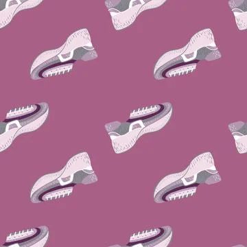 Seamless pattern with modern sneakers. Background with shoes for active lifes Stock Illustration