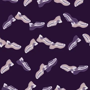 Seamless pattern with modern sneakers. Background with shoes for active lifes Stock Illustration