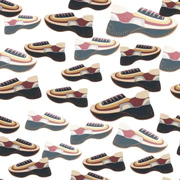 Seamless pattern with modern sneakers. Background with shoes for active lifes Stock Illustration