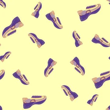 Seamless pattern with modern sneakers. Background with shoes for active lifes Stock Illustration