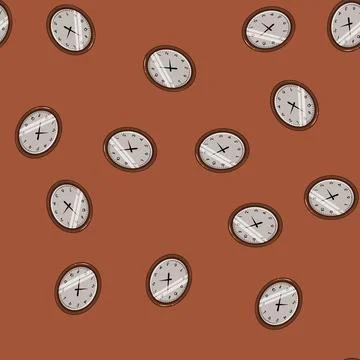Seamless pattern modern wall clock cartoon vector Stock Illustration