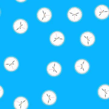 Seamless pattern modern wall clock cartoon vector Stock Illustration