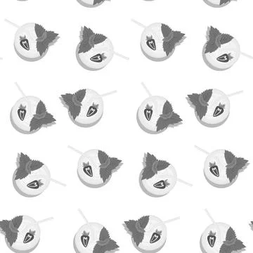 Seamless pattern of mojito cocktail with mint, half a strawberry and a cocktail 스톡 일러스트