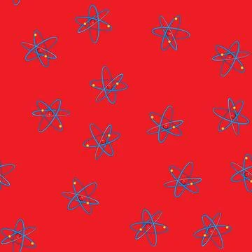 Seamless pattern molecular atom cartoon vector Stock Illustration