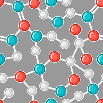 Seamless pattern with molecular structure. Abstract molecules in flat style Stock Illustration