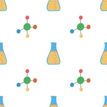 Seamless pattern molecule and flask Stock Illustration