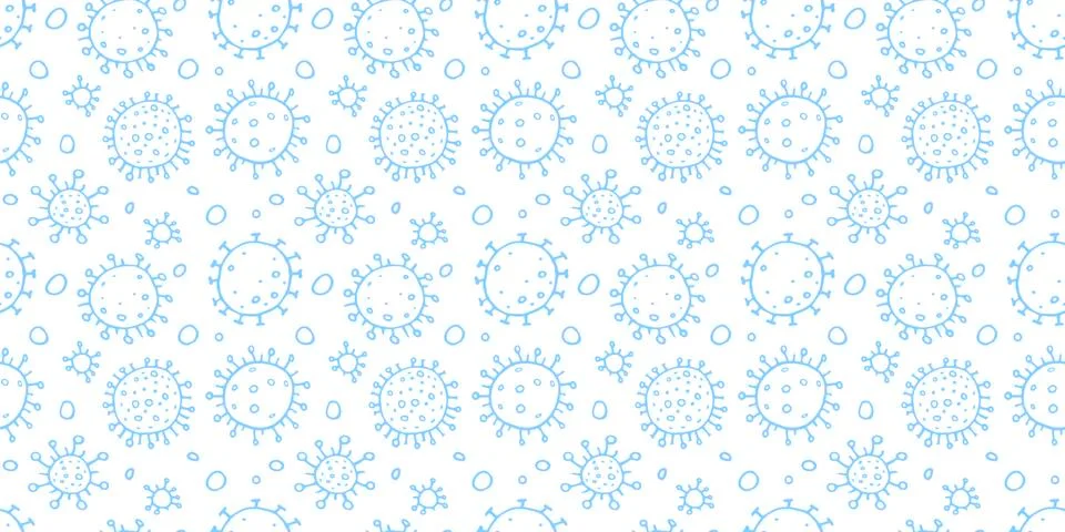 Seamless pattern of molecules, cells of virus, bacteria. Pandemic, epidemic c Illustrazione stock