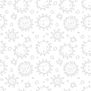 Seamless pattern of molecules, cells of virus, bacteria. Pandemic, epidemic c Illustrazione stock