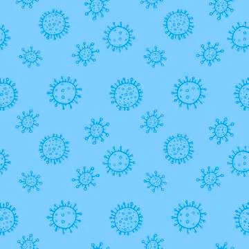 Seamless pattern of molecules, cells of virus, bacteria. Pandemic, epidemic c Stock Illustration