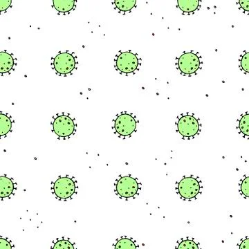 Seamless pattern of molecules, cells of virus, bacteria. Pandemic, epidemic c 스톡 일러스트