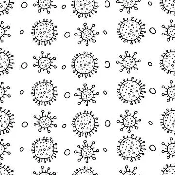 Seamless pattern of molecules, cells of virus, bacteria. Pandemic, epidemic c 스톡 일러스트