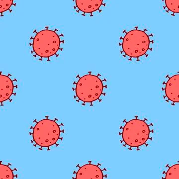 Seamless pattern of molecules, cells of virus, bacteria. Pandemic, epidemic c Stock Illustration