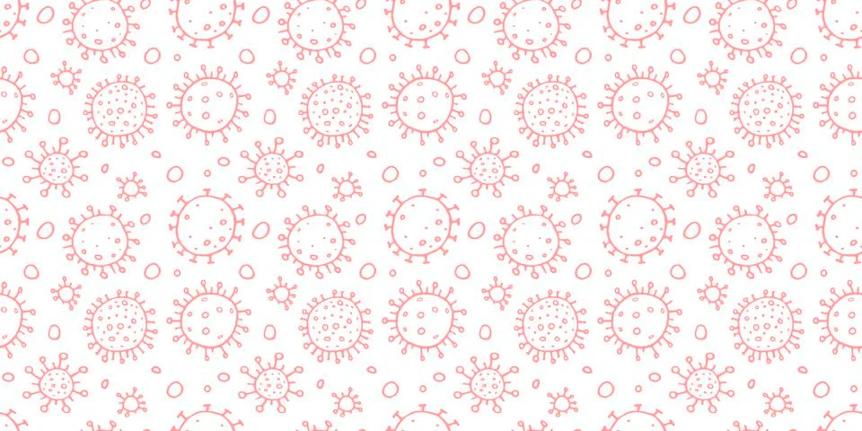 Seamless pattern of molecules, cells of virus, bacteria. Pandemic, epidemic c Illustrazione stock