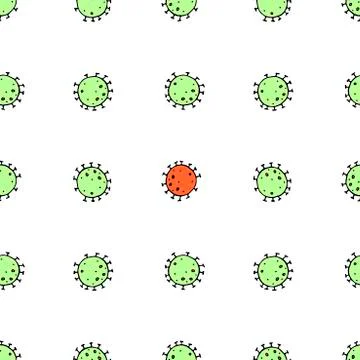 Seamless pattern of molecules, cells of virus, bacteria. Pandemic, epidemic c Illustrazione stock