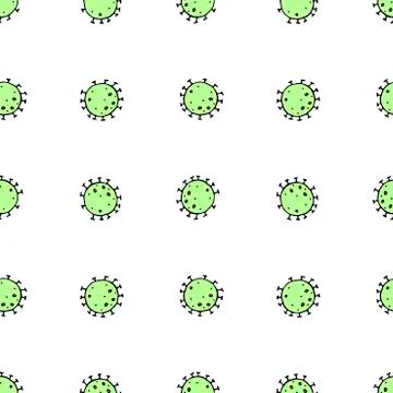 Seamless pattern of molecules, cells of virus, bacteria. Pandemic, epidemic c Stock Illustration