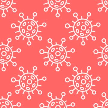 Seamless pattern of molecules, cells of virus, bacteria. Pandemic, epidemic c Stock Illustration