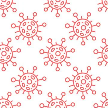 Seamless pattern of molecules, cells of virus, bacteria. Pandemic, epidemic c Stock Illustration