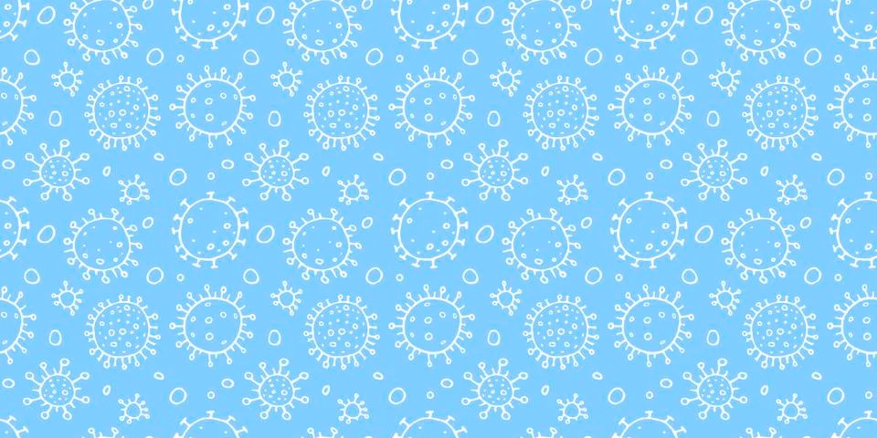 Seamless pattern of molecules, cells of virus, bacteria. Pandemic, epidemic c Illustrazione stock