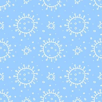 Seamless pattern of molecules, cells of virus, bacteria. Pandemic, epidemic c Stock Illustration