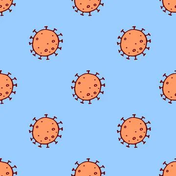 Seamless pattern of molecules, cells of virus, bacteria. Pandemic, epidemic c Illustrazione stock
