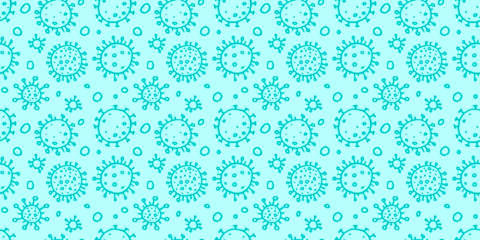 Seamless pattern of molecules, cells of virus, bacteria. Pandemic, epidemic c Illustrazione stock
