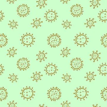 Seamless pattern of molecules, cells of virus, bacteria. Pandemic, epidemic c Illustrazione stock