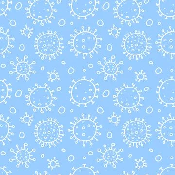 Seamless pattern of molecules, cells of virus, bacteria. Pandemic, epidemic c 스톡 일러스트