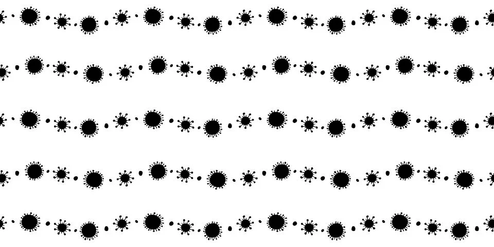 Seamless pattern of molecules, cells of virus, bacteria. Pandemic, epidemic c Stock Illustration