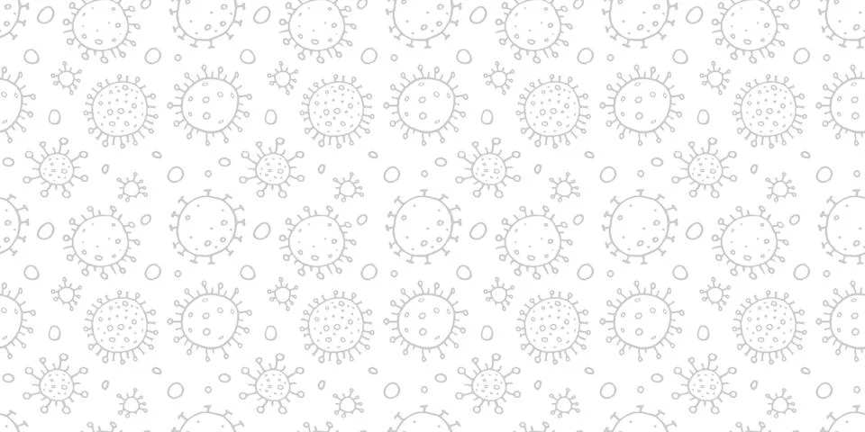 Seamless pattern of molecules, cells of virus, bacteria. Pandemic, epidemic c Stock Illustration