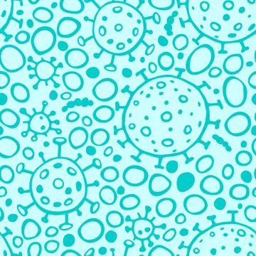 Seamless pattern of molecules, cells of virus, bacteria. Pandemic, epidemic c Illustrazione stock